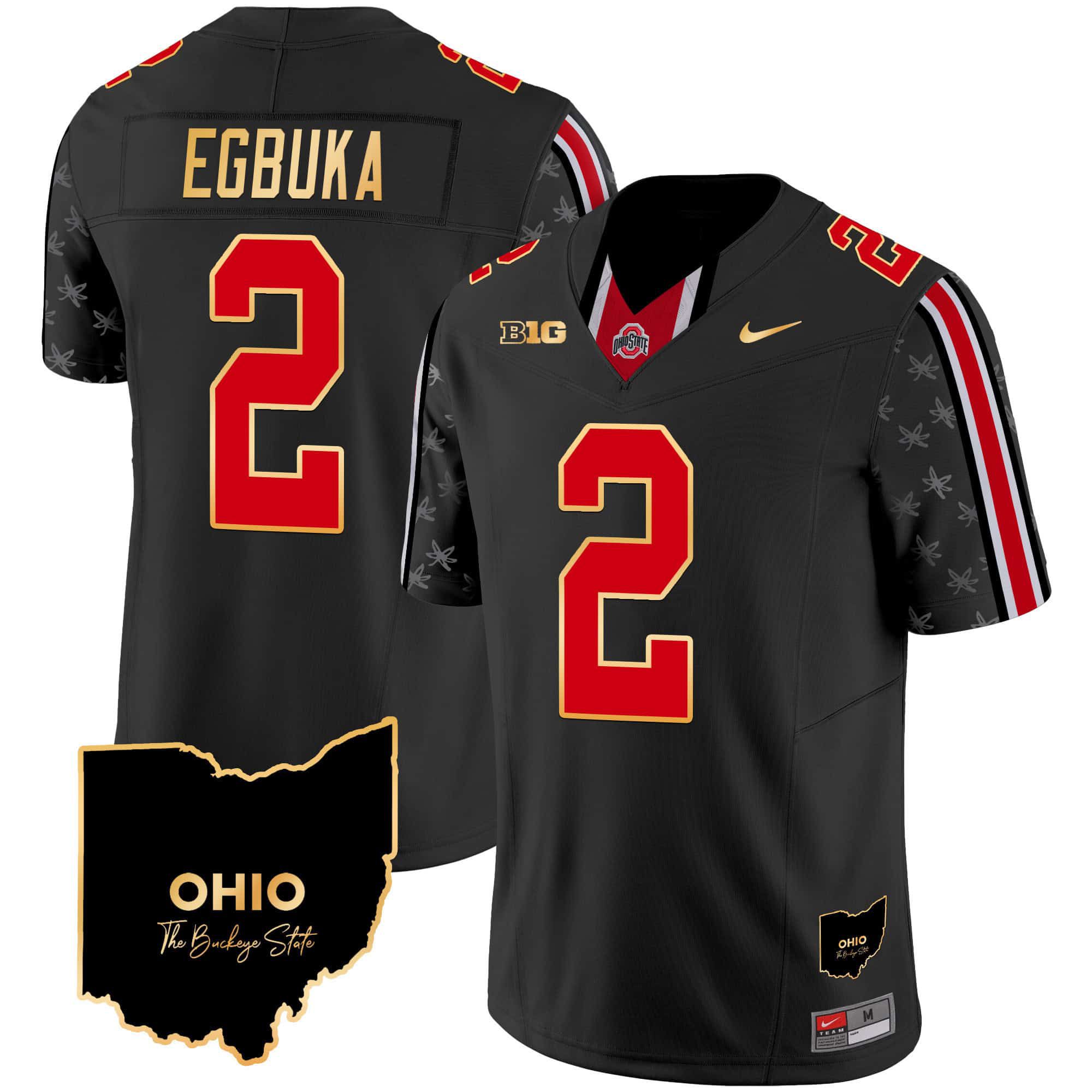 Men Ohio State Buckeyes #2 Egbuka Black 2024 Nike Home Patch Gold Trim Vapor Limited NCAA Jersey->indianapolis colts->NFL Jersey